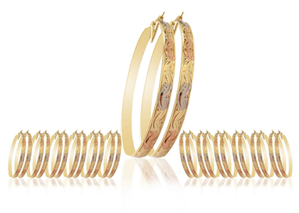 3 Tone Plated 6MM Bangle Hoop Earrings